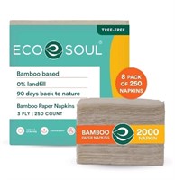 ECO SOUL 100% Compostable 3 ply Bamboo Paper Napki