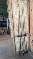 6 fishing rods & 1 reel