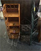 Assorted Metal and Wicker Racks, largest 46in