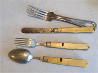 Vintage folding dinner untensils and US fork