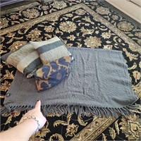 Blue Woven Workz Throw Blanket & Throw Pillows