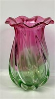 Vintage Teleflora Pink & Green Twist Vase