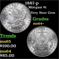1887-p Morgan $1 Grades Choice+ Unc