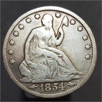 1854 Seated Liberty Half Dollar - Arrows at Date