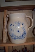 Pottery Pitcher w/ Blue Flowers