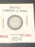 1854 SILVER SEATED LIBERTY HALF DIME