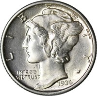 1936 MERCURY DIME - CHOICE UNC