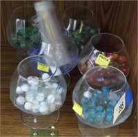 Assorted Marbles in 6 Cognac Snifters