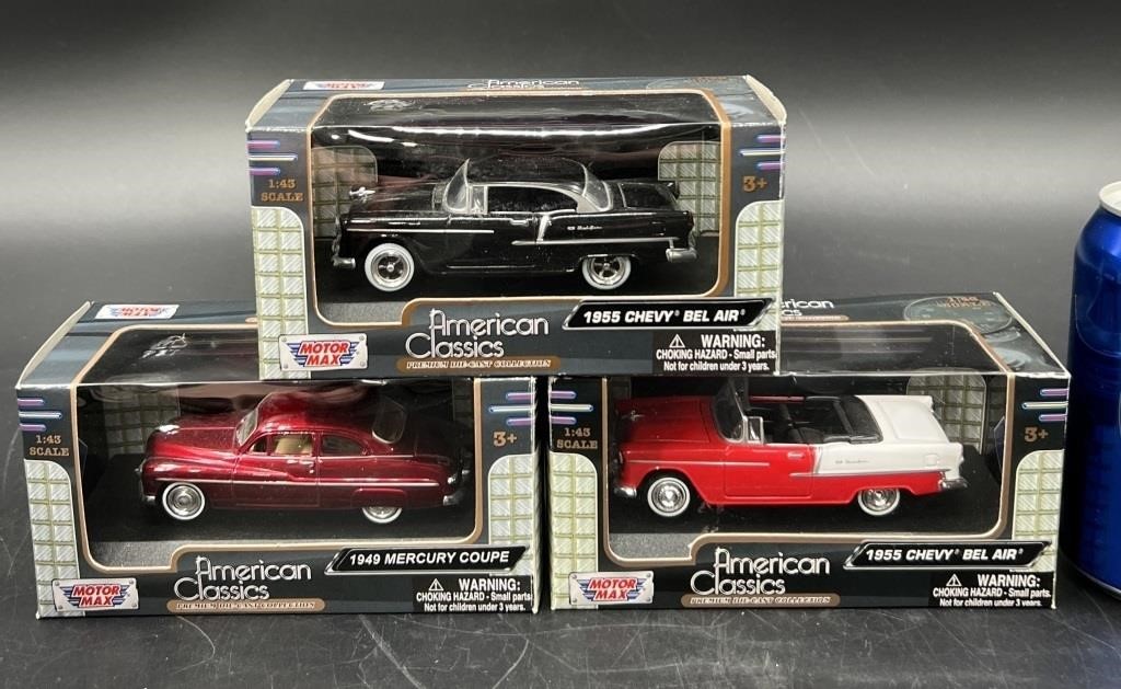 3 Motor Max 1:43 Cars - 1949 Mercury Coupe +