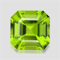 Natural Asscher Cut Peridot 3.36 Cts - VVS