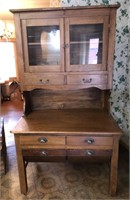 Vintage Bakers Bin Cabinet  Wooden Cupboard Hutch