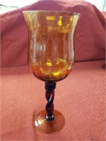 Tall Blown Amber Glass Decorative Vase