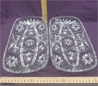 2 Ornate Christmas Glass Serving Trays