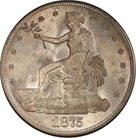 T$1 1875-S PCGS MS64 CAC