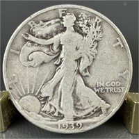 1939-D Walking Liberty Silver (90%) Half Dollar