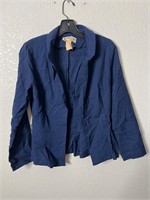 Vintage 80s Blue Linen Jacket Femme