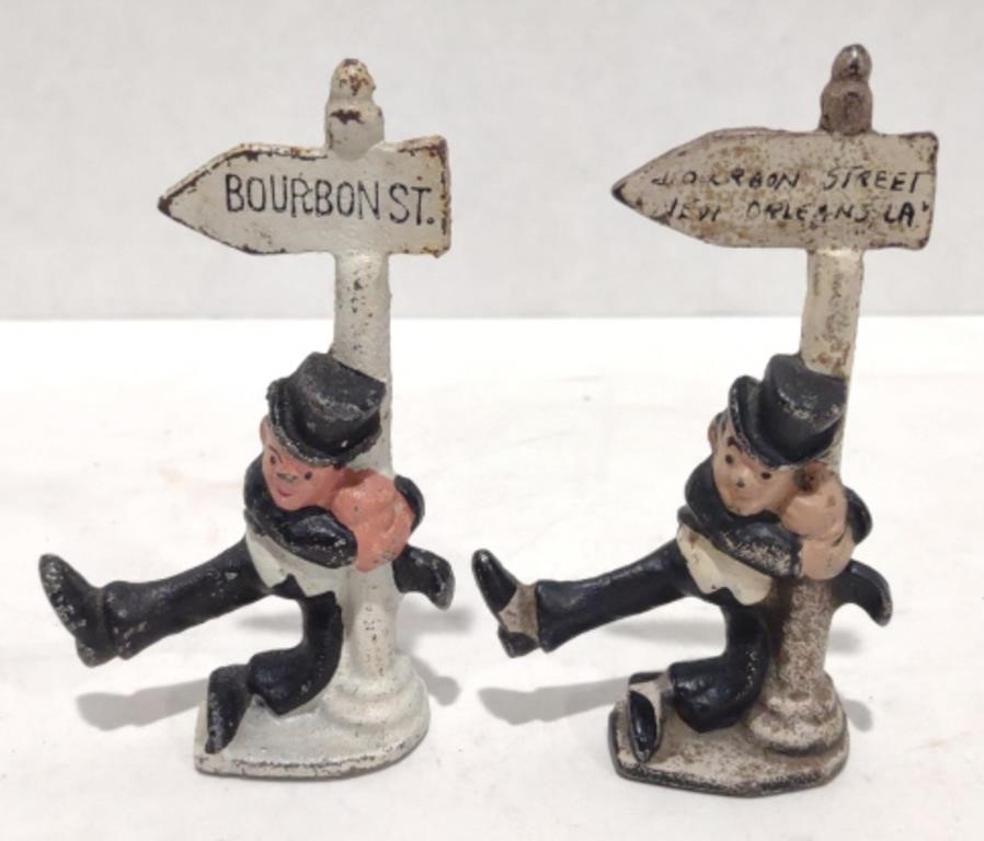 Cast Iron Drunkard Street Sign Figurines, 4"