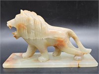 Carved Cornelian Onyx Lion Figurine