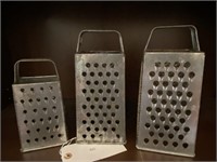 Qty 3 antique cheese graters