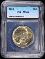 1926 SESQUICENTENNIAL COMMEM HALF ICG MS63