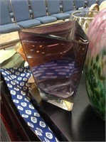 Purple glass triangle vase