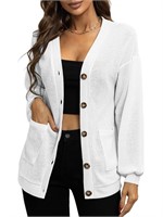 P3619  OmicGot Waffle Pocket Cardigan, Medium