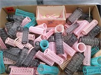 Vtg Plastic & brush hair curlers