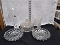 Lenox crystal vase covered candy dish