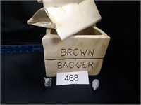 Brown Bag Cookie Jar W/2 Mice