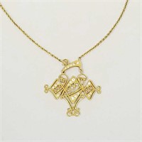 Antique 14K gold pendant necklace set with