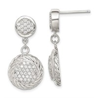 Sterling Silver Crystal Circle Dangle Earrings