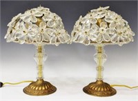 (2) FRENCH BAGUES STYLE CRYSTAL FLOWER LAMPS