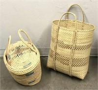 Woven Decorative Baskets with Handles- Lot of 2