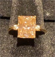 10K yellow gold, pink & white  sapphire?  ring
