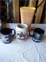(3) Coffee Mugs & Vase