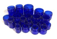 Lot of Cobalt Blue Glass Bottles Jars