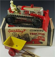 1950s MARX CLIMBING TRACTOR SET SPARKLING TRACTOR