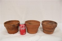 3 Terra Cotta Clay Pots, 5" Tall & 7" Wide