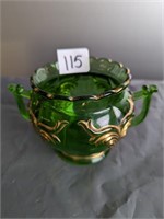 Antique Heisey - Emerald Gold Winged Scroll
