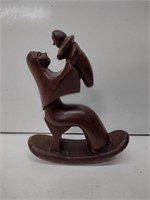 J. Pinal Hand Carved Mother and Child Figurine