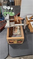 2 STERIOSCOPES, POST CARDS & VINTAGE FRUIT CRATE