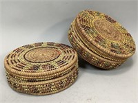 Beaded Indonesian Lidded Baskets