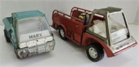 (B) Marx Toy Truck 6" and Hubley Industries Fire