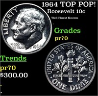 Proof 1964 Roosevelt Dime TOP POP! 10c Graded pr70