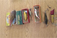 6 Vintage Fishing Lures Jitterbug, U20, Pfluger++