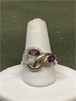 STERLING SILVER RING WITH NATURAL GARNET