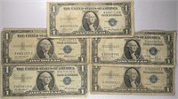 Lot of 5: $1 Silver Certificates