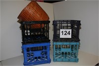 4 letter/legal file storage crates + waste basket