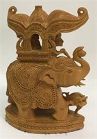 Oriental Wooden Elephant Carving