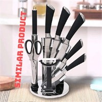 Stainless Steel Kitchen Knife Set with Rotating Bl